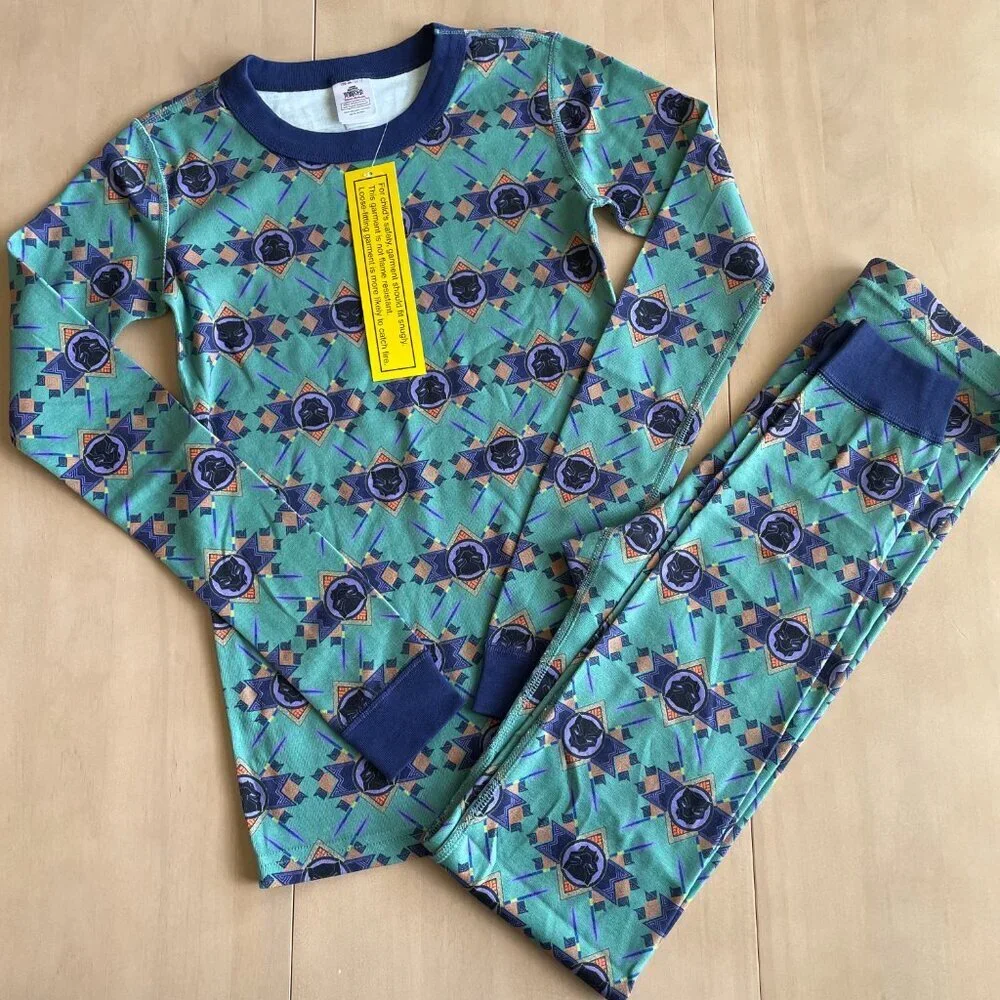 NEW Hanna Andersson Kids Unisex Marvel Black Panther Wakanda Forever PJs - Sz 12